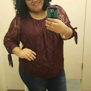 Maroon lace blouse